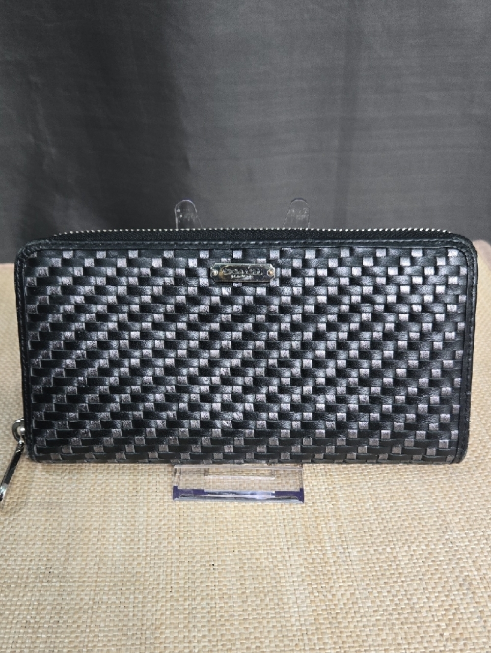 Coach Black Woven Zip-Around Wallet - Picture 2 of 9